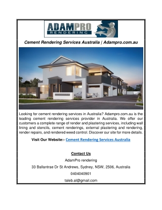 Cement Rendering Services Australia | Adampro.com.au