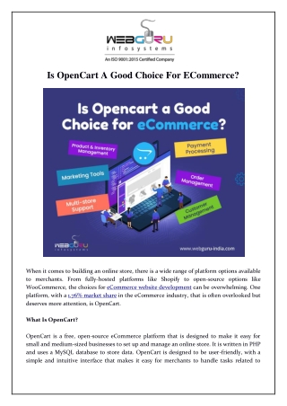 Is OpenCart a Good Choice for eCommerce?