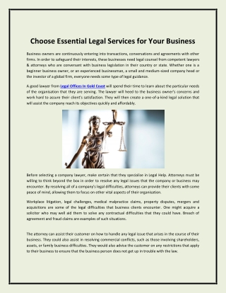 Choose Essential Legal Services for Your Business