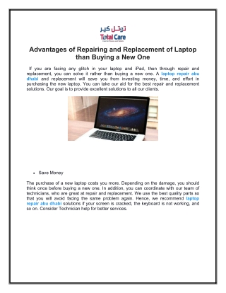 Advantages of Repairing and Replacement of Laptop than Buying a New One