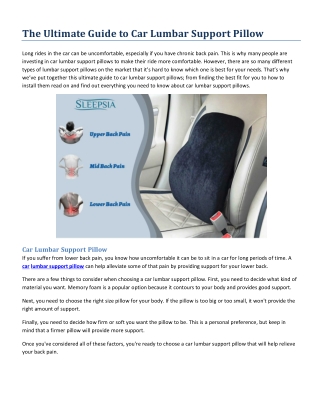 The Ultimate Guide to Car Lumbar Support Pillow
