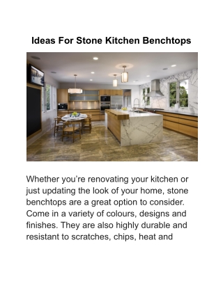 Ideas For Stone Kitchen Benchtops