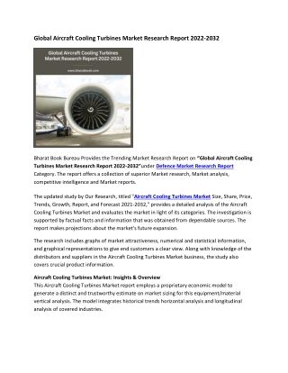 Global Aircraft Cooling Turbines Market Research Report 2022-2032