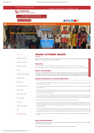 Public Health Masters Programs Pune