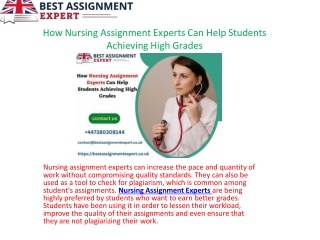How Nursing Assignment Experts Can Help Students Achieving High Grades.