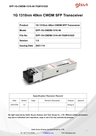 1G 1310nm 40km CWDM SFP Transceiver