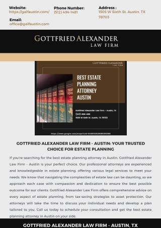 Gottfried Alexander Law Firm - Austin: Your Trusted Choice for Estate Planning