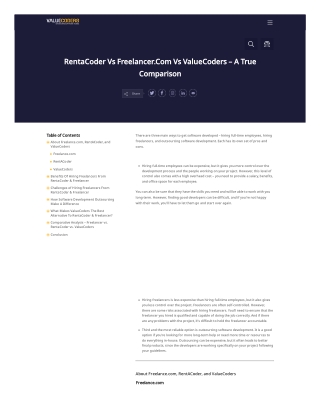 RentaCoder Vs Freelancer Vs ValueCoders – A True Comparison
