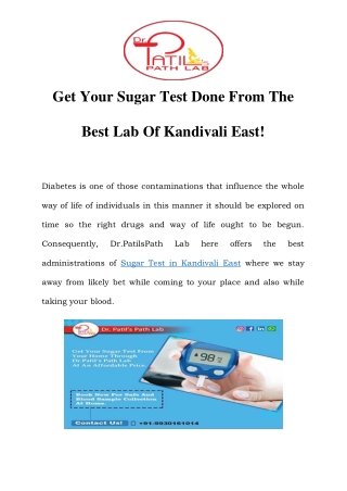 Sugar Test in Kandivali East Call-8530493520