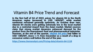 Vitamin B4 Price Trend and Forecast