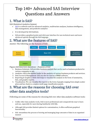 Top 140  Advanced SAS Interview Questions and Answers