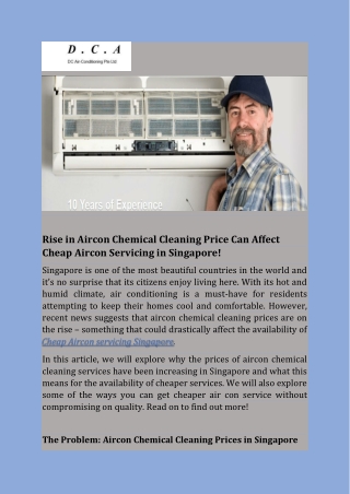 Rise in Aircon Chemical Cleaning Price Can Affect Cheap Aircon Servicing in Singapore