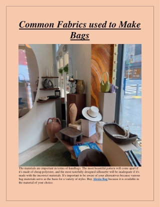 Common Fabrics used to Make Bags
