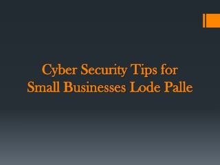 Cyber Security Tips for Small Businesses Lode Palle