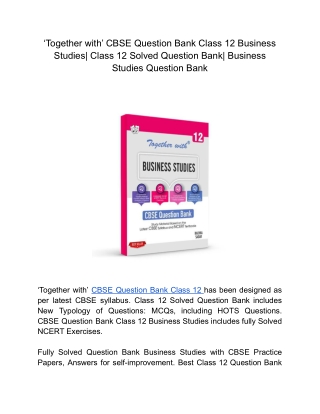 ‘Together with’ CBSE Question Bank Class 12 Business Studies| Class 12 Solved