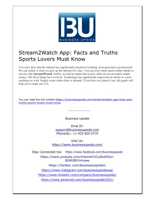 Stream2Watch App  Facts and Truths Sports Lovers Must Know