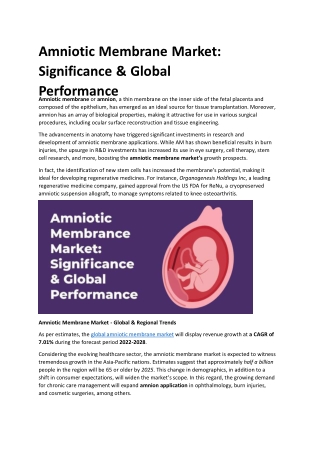 Amniotic Membrane Market: Significance & Global Performance