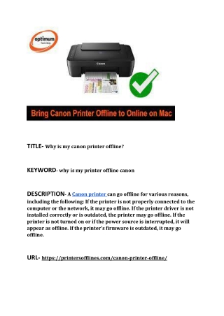 Why is my canon printer offline?