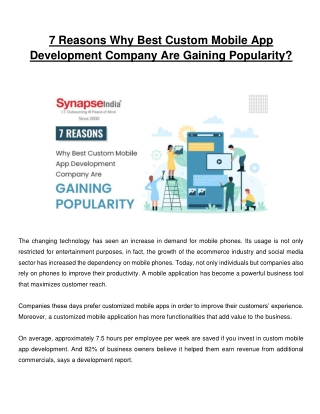 7 Reasons Why Best Custom Mobile App Development Company Are Gaining Popularity-PDF