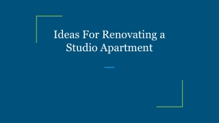 Ideas For Renovating a Studio Apartment