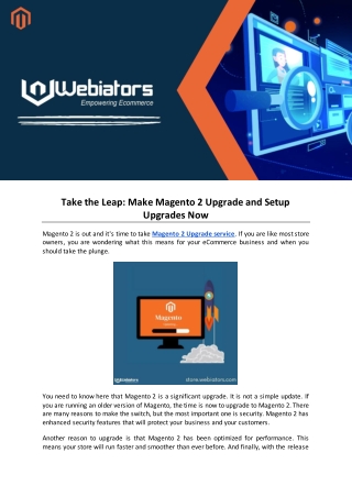 Take the Leap Make Magento 2 Upgrade and Setup Upgrades Now