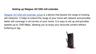 Setting up Netgear AC1200 wifi extender