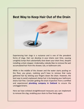 Tips for Preventing Hair From Clogging Your Drain