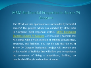 M3M Residential Properties in Sector 79 Gurgaon
