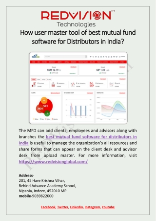 How user master tool of best mutual fund software for Distributors in India