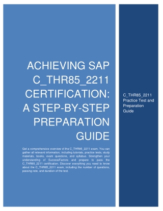 Achieving SAP C_THR85_2211 Certification: A Step-by-Step Preparation Guide