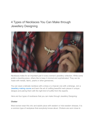 4 Types of Necklaces You Can Make through Jewellery Designing