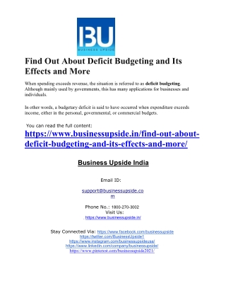 Find Out About Deficit Budgeting and Its Effects and More