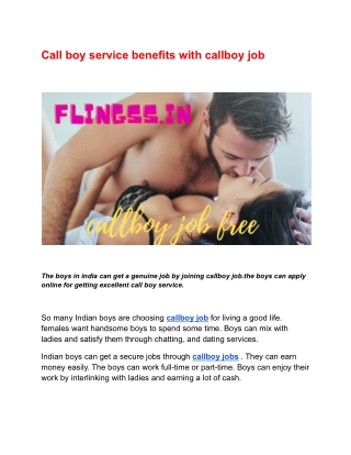 Call boy service benefits with callboy job