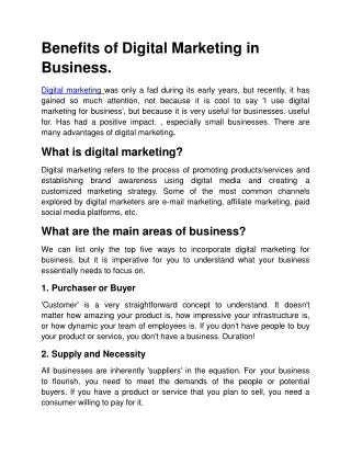 Benefits of Digital Marketing in Business