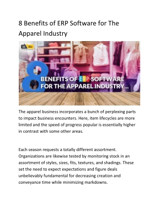 8 Benefits of ERP Software for The Apparel Industry