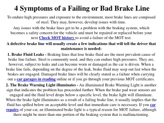 4 Symptoms of a Failing or Bad Brake line