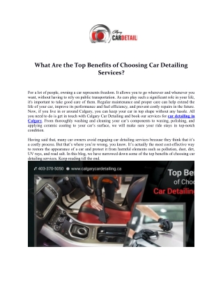 What Are the Top Benefits of Choosing Car Detailing Services?