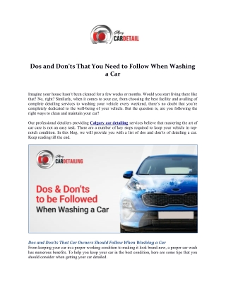 Dos and Don’ts That You Need to Follow When Washing a Car