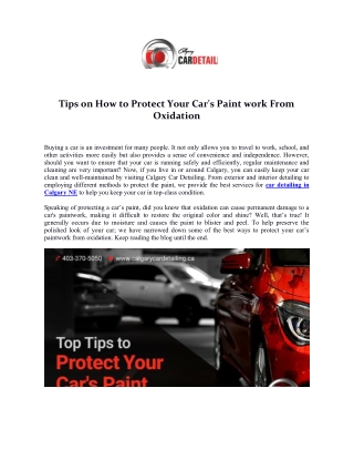 Tips on How to Protect Your Car's Paint work From Oxidation