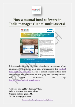 How a mutual fund software in India manages clients’ multi assets