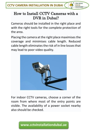 How to Install a CCTV Camera Systems with a DVR in Dubai?