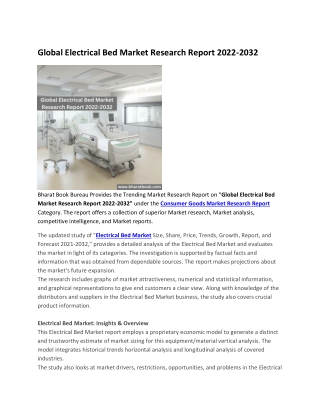 Global Electrical Bed Market Research Report 2022-2032