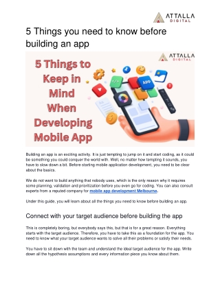 5 Things you need to know before building an app