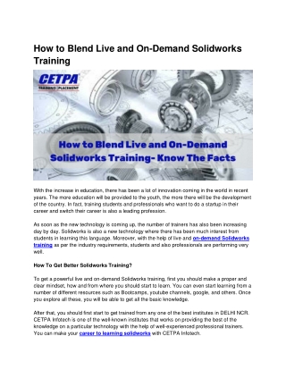 How to Blend Live and On-Demand Solidworks Training