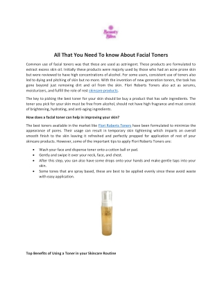 All That You Need To know About Facial Toners