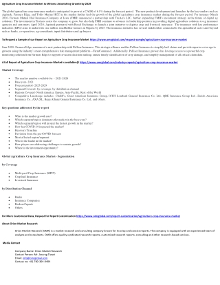 Agriculture Crop Insurance Market