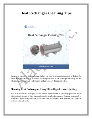 Heat Exchanger Cleaning Tips