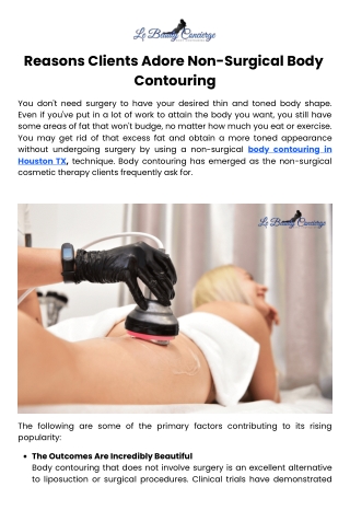 Reasons Clients Adore Non-Surgical Body Contouring