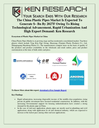 Plastic Pipe and Fitting Manufacturing Companies China - Ken Research