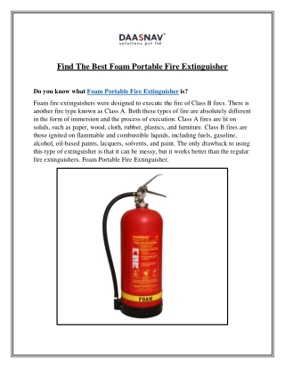 Find The Best Foam Portable Fire Extinguisher